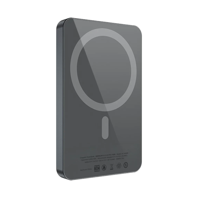 Power Bank Magnético Acteck Energon Go Slim Pro PM50 | 5000 mAh | Carga Rápida Inalámbrica Qi2 15W / Alámbrica 20W | 1 x USB-C | Diseño Compacto y Ligero | Batería Portátil | Negro | AC-945639