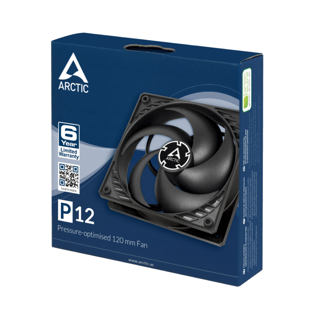 Ventilador Arctic P12 | 120 mm | Hasta 1800 RPM | 28 dBA | 3 Pines | Negro | ACFAN00118A