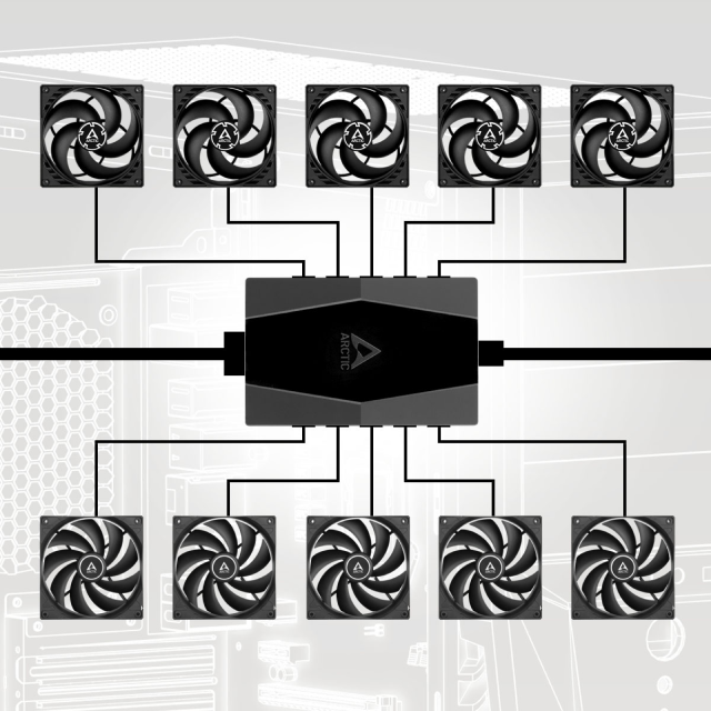 Adaptador Artic Splitter para 10 Ventiladores | 10 x 4-Pin PWM Socket | ACFAN00175A
