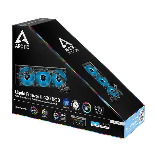 Enfriamiento Líquido Arctic Liquid Freezer II 420 RGB | 3 x 140mm | 200–1900 rpm | LGA 1851 / AM5 | ACFRE00110A