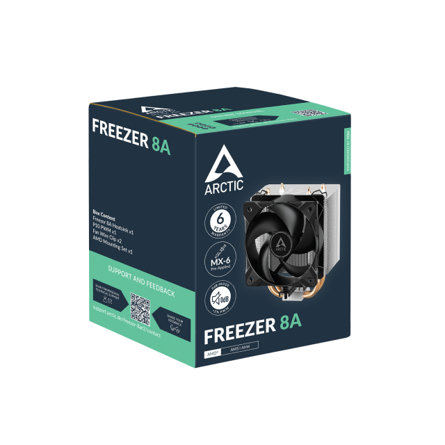 Disipador de Aire Artic Freezer 8A | AM5, AM4 | 110mm | 200–2300 rpm | Color Negro | ACFRE00162A