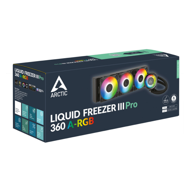 Enfriamiento Líquido Arctic Liquid Freezer III Pro 360 A-RGB | 398 mm | 600 a 3000 RPM | AM5 / AM4 | LGA 1851 / 1700 | ARGB | Negro | ACFRE00184A