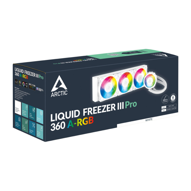 Enfriamiento Líquido Arctic Liquid Freezer III Pro 360 A-RGB | 360 mm | 600 a 3000 RPM | AM5 / AM4 | LGA 1851 / 1700 | ARGB | Blanco | ACFRE00188A