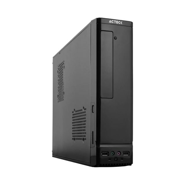 Gabinete Slim Acteck Atom GS240 | Negro | M-ATX | 2x USB 2.0 +1xFan | Incluye fuente de poder 450W | AC-92904