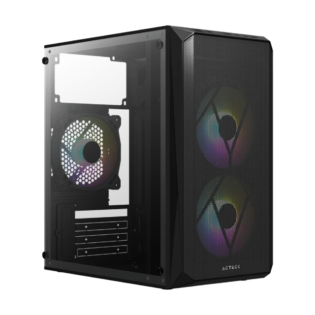 GABINETE ACTECK DOOM GI630 NEGRO MATX (3 VENTILADORES RGB PREINSTALADOS) (INCLUYE FUENTE DE PODER 500W) / AC-935739