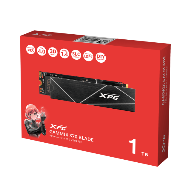 Unidad SSD Adata XPG GAMMIX S70 BLADE | 1TB (1,024GB) | M.2 2280 | Hasta 7400MB/s Lectura | Hasta 6800MB/s Escritura | AGAMMIXS70B-1T-CS