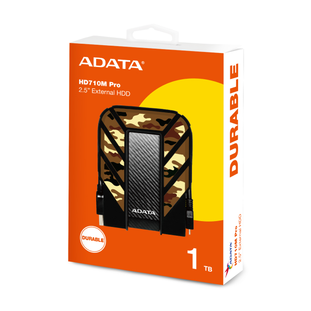 Disco Duro Externo ADATA HD710M Pro | 1TB | USB 3.2 | Resistencia al Agua IPX8 | Resistencia al Polvo IP6X | Grado Militar | Camuflaje | AHD710MP-1TU31-CCF