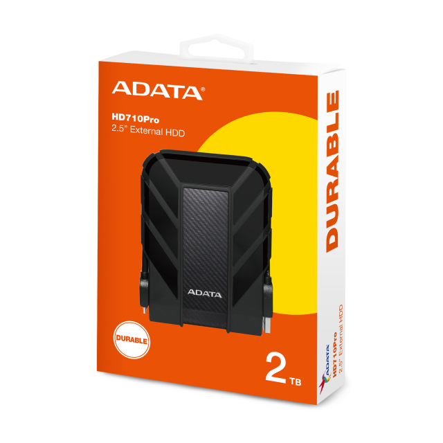 Disco Duro Externo ADATA HD710 Pro | 2TB | USB 3.2 | Resistencia al Agua IPX8 | Resistencia al Polvo IP6X | Grado Militar | Negro | AHD710P-2TU31-CBK