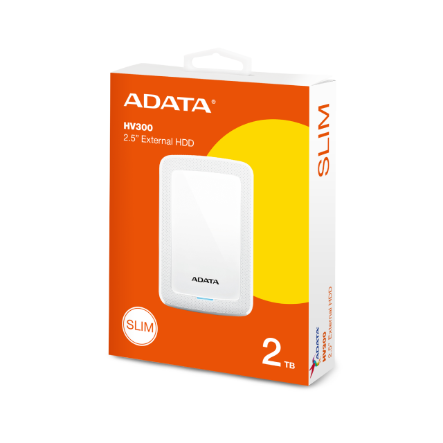 Disco Duro Externo ADATA HV300 | 2TB | USB 3.2 | Blanco | AHV300-2TU31-CWH