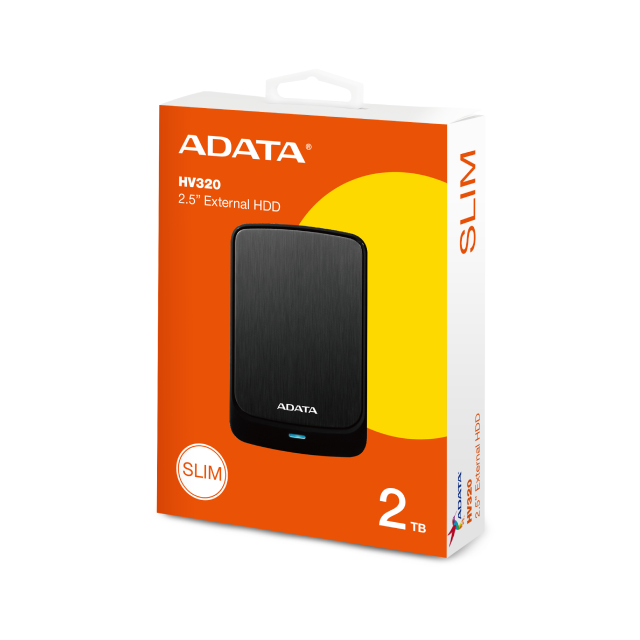 Disco Duro Externo ADATA HV320 | 2TB | USB 3.2 Gen 1 / 5Gbps | Diseño Ultra Delgado | Negro | AHV320-2TU31-CBK