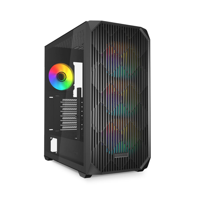 Gabinete Sharkoon AK3 RGB | ATX / Mini-ATX / Mini ITX  | Compatibilidad Placas Back Connect | Cristal templado | 4 Ventiladores Preinstalados | C-AK3 