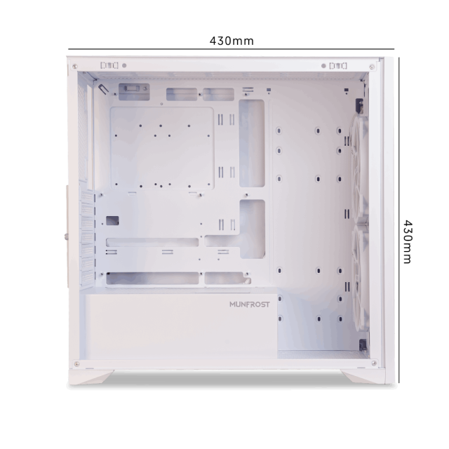 Gabinete Munfrost ALDER White | ATX - Mini ATX - Mini ITX | ARGB | Cristal Templado 4mm | 2 ventiladores ARGB 160mm Preinstalados | Color Blanco | CGALDERWMFT