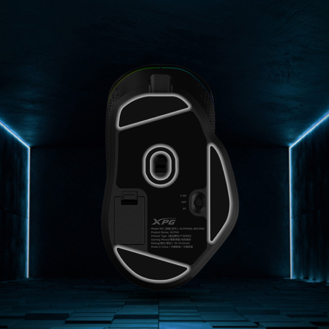 Mouse Gamer Inalámbrico ADATA XPG ALPHA WIRELESS | 100 a 16000 DPI | Sensor Óptico PixArt PAW 3335 | 40 g | Hasta 60 Hrs de Batería | RGB | Negro | ALPHAWL-BKCWW