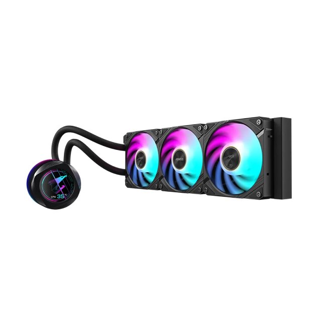 Enfriamiento Líquido GIGABYTE AORUS Waterforce X II 360 | 360mm | LCD Display | Intel 1851,1700, / AMD AM4/AM5 | 2500~3000 RPM | 12~37.5 dBA | GP-AORUS WATERFORCE X II 360