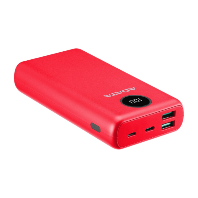 Powerbank ADATA P20000QCD | Carga Rápida | Hasta 3 Dispositivos Simultáneos | USB-A / USB-C | Rojo | AP20000QCD-DGT-CRD
