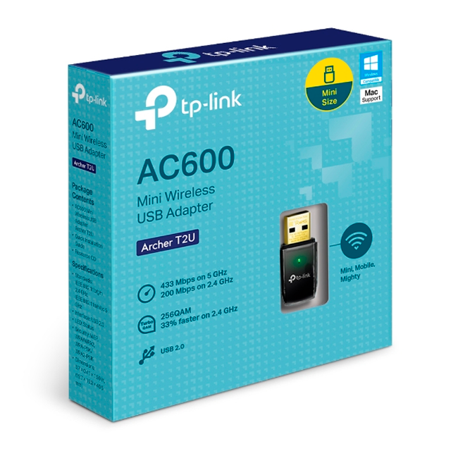 ADAPTADOR INALÁMBRICO TP-LINK ARCHER T2U AC600 DUALBAND USB 2.0 5.0GHZ