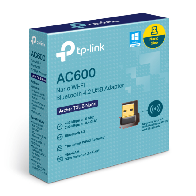 Adaptador Wi-Fi y Bluetooth TP-Link Archer T2UB Nano | Inalámbrico de Doble Banda 2.4 / 5 GHz | Bluetooth 4.2 | ARCHER T2UB NANO