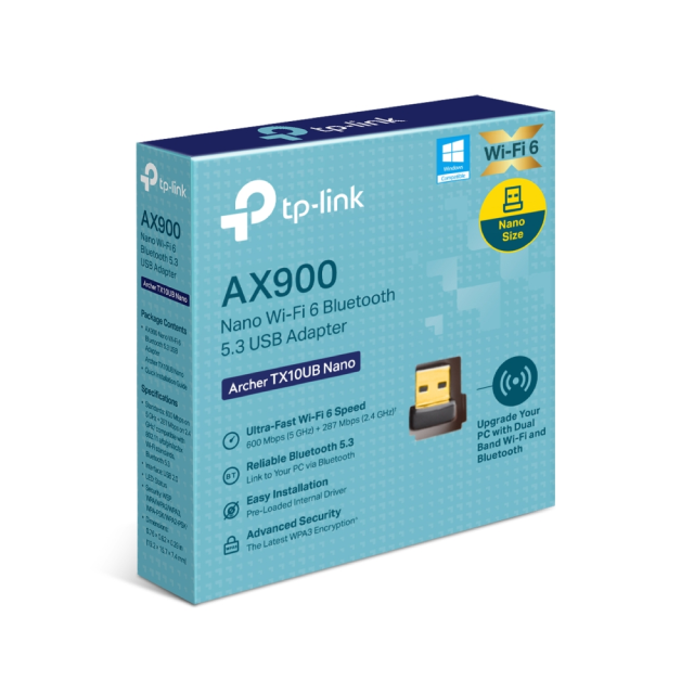 Adaptador Wi-Fi y Bluetooth TP-Link Archer T2UB Nano | Doble Banda 2.4 / 5 GHz | Wi-Fi 6 | Bluetooth 5.3 | Archer TX10UB Nano