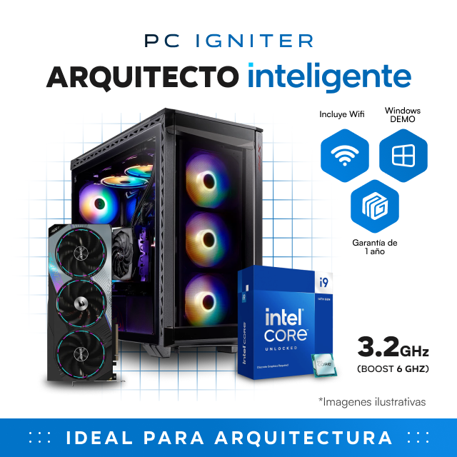 PC IGNITER ARQUITECTO INTELigente - CORE i9 14900KF + 128GB DDR5 + RTX 4090