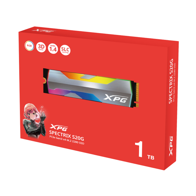 Unidad SSD ADATA XPG SPECTRIX S20G | 1TB | M.2 | PCIe 3 | 2500MB/s Lectura | 1800MB/s Escritura | RGB | ASPECTRIXS20G-1T-C