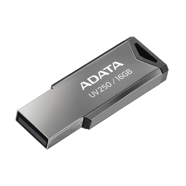 Memoria Flash USB ADATA UV250 | 16GB | USB 2.0 | Metálico | Negro | AUV250-16G-RBK