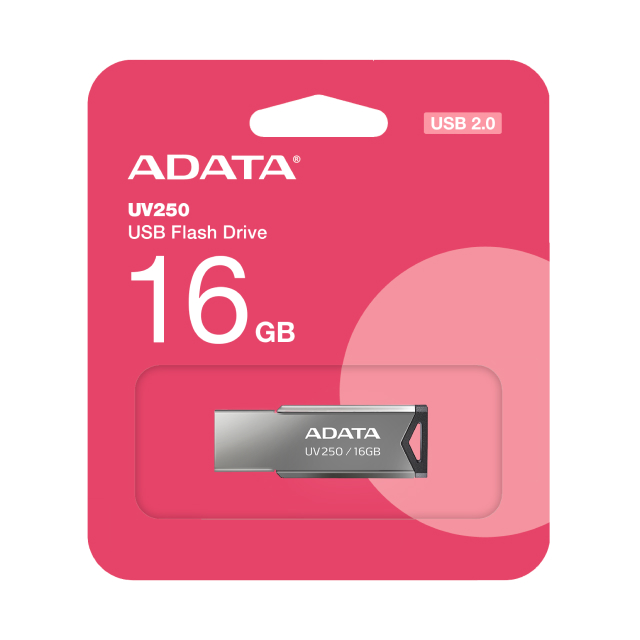 Memoria Flash USB ADATA UV250 | 16GB | USB 2.0 | Metálico | Negro | AUV250-16G-RBK