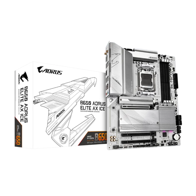 Tarjeta Madre Gigabyte B650 AORUS ELITE AX ICE | Socket AM5 | AMD B650 | ATX | DDR5 | HDMIx1 | DisplayPort x1 | B650 A ELITE AX ICE