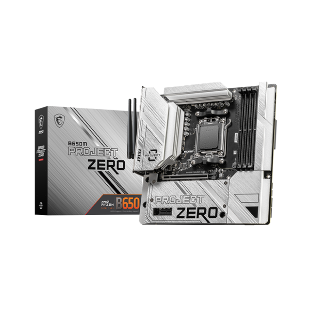 Tarjeta Madre MSI B650M Project Zero | mATX | Socket AM5 | DDR5 (256GB Máx) | Wi-Fi 6E / Bluetooth 5.3 |  (Compatible con Gabinetes Back Connect) | B650M PROJECT ZERO