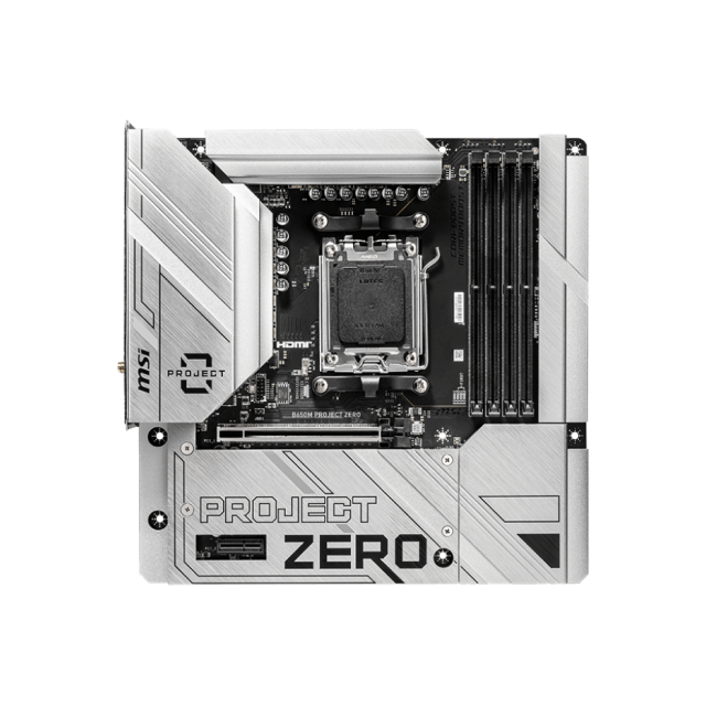 Tarjeta Madre MSI B650M Project Zero | mATX | Socket AM5 | DDR5 (256GB Máx) | Wi-Fi 6E / Bluetooth 5.3 |  (Compatible con Gabinetes Back Connect) | B650M PROJECT ZERO