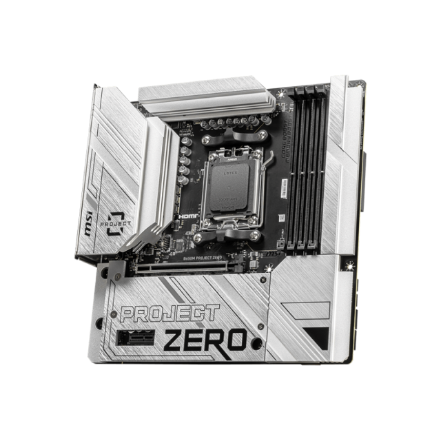 Tarjeta Madre MSI B650M Project Zero | mATX | Socket AM5 | DDR5 (256GB Máx) | Wi-Fi 6E / Bluetooth 5.3 |  (Compatible con Gabinetes Back Connect) | B650M PROJECT ZERO