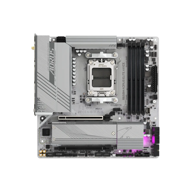 Tarjeta Madre Gigabyte B650M AORUS ELITE AX ICE | Micro ATX | AM5 | AMD B650 | 256GB DDR5 | B650M AORUS ELITE AX ICE