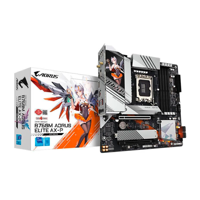 Tarjeta Madre GIGABYTE B760M A ELITE AX-P (Rev. 1.1) | ATX | Chipset Intel B760 | Socket LGA 1700 | DDR5 (Hasta 256GB) | HDMI / DisplayPort | Wi-Fi 6E | Bluetooth 5.3 | Blanco | B760M A ELITE AX-P