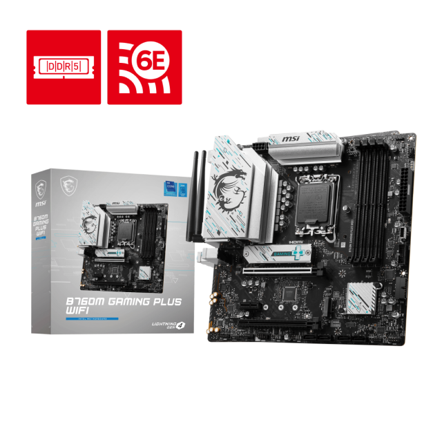 Tarjeta Madre MSI B760M GAMING PLUS WIFI | mATX | INTEL B760 | LGA 1700 | DDR5 | Intel Wi-Fi 6E |  Bluetooth 5.3 | B760M GAMING PLUS WIFI