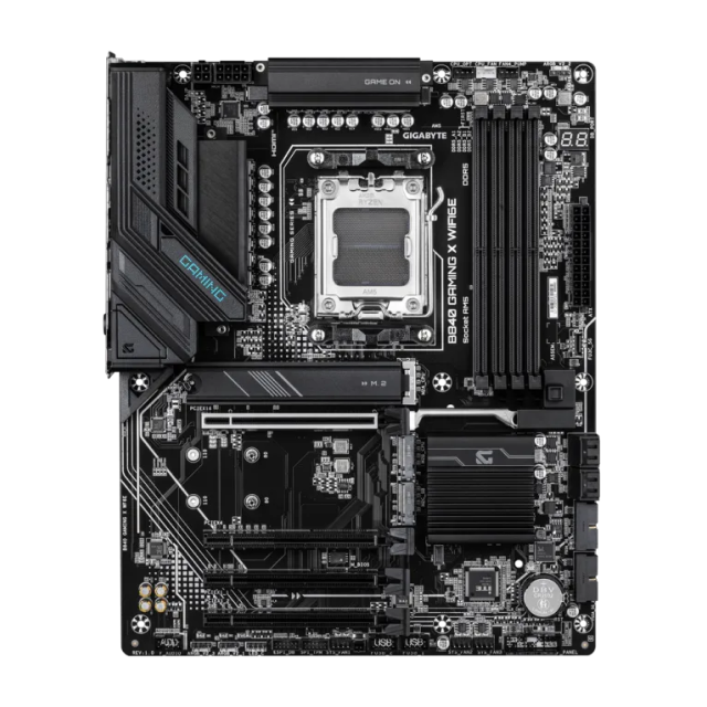 Tarjeta Madre GIGABYTE B840 GAMING X WIFI6E | ATX | Socket AM5 | Chipset AMD B840 | DDR5 (Hasta 256GB) | HDMI / DisplayPort | Wi-Fi 6E | Bluetooth 5.3 | Negro | B840 GAMING X WF6E