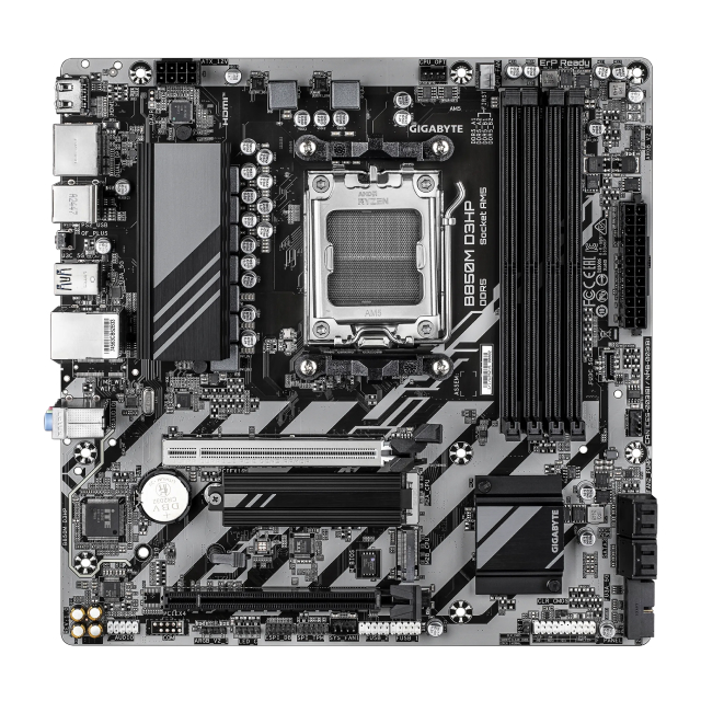 Tarjeta Madre GIGABYTE B850M D3HP | Micro ATX | AM5 | AMD B850 | DDR5 (Hasta 256 GB) | HDMI / DisplayPort | Negro | B850M D3HP