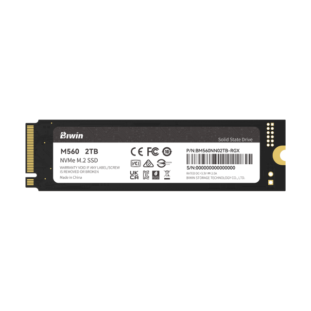Unidad SSD BIWIN M560 | 1TB | M.2 2280 | NVMe PCIe 5.0 | 11,000 MB/s Lectura | 9,700 MB/s Escritura | BM560NN01TB-RGX
