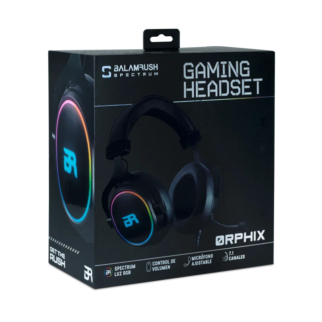 Diadema Alámbrica Balam Rush Orphix HS980 | Sonido Envolvente 7.1 | Audio de Alta Fidelidad (Hi-Fi) | Micrófono Flexible | USB-A | Windows / Linux / Mac | RGB | Negro | BR-922982