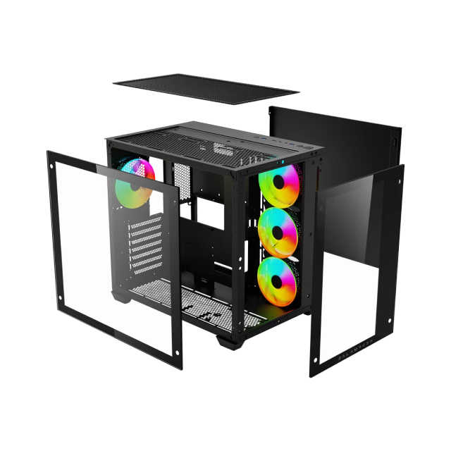 Gabinete Balamrush Tank Pro GM930 | Micro ATX, Mini-ITX, ATX | Cristal templado  | 4 Ventiladores ARGB Preinstalados | BR-935944