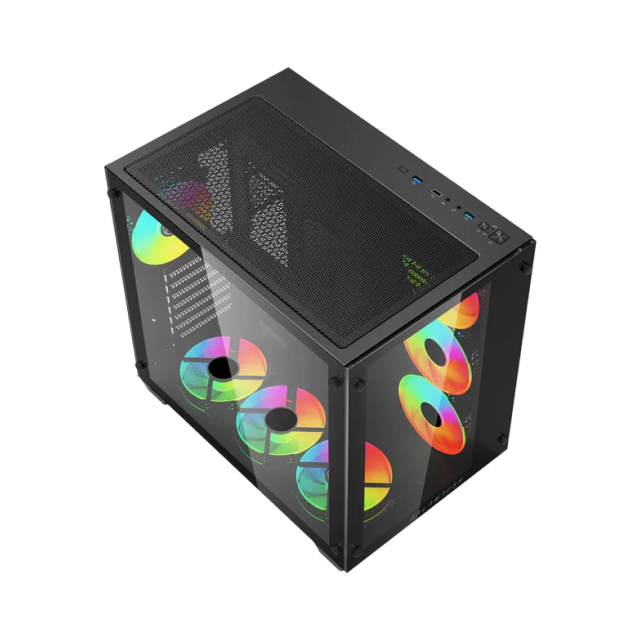 Gabinete Balamrush Tank Pro GM930 | Micro ATX, Mini-ITX, ATX | Cristal templado  | 4 Ventiladores ARGB Preinstalados | BR-935944