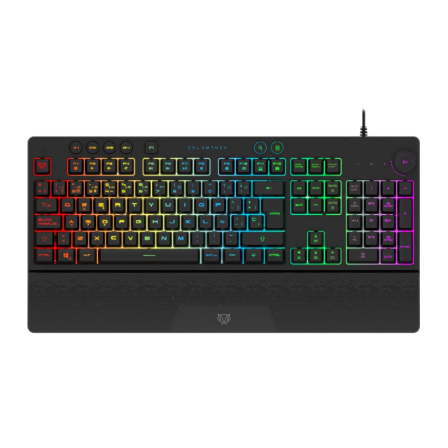 Kit de Teclado y Mouse Alámbrico Acteck Balam Rush Squad Master Pro KTM777 | Membrana | Completo / 100% | Perilla de Control | Sensor Óptico | Hasta 12800 DPI | Windows / Mac / iOS / Android | Español | RGB | Negro | BR-936903