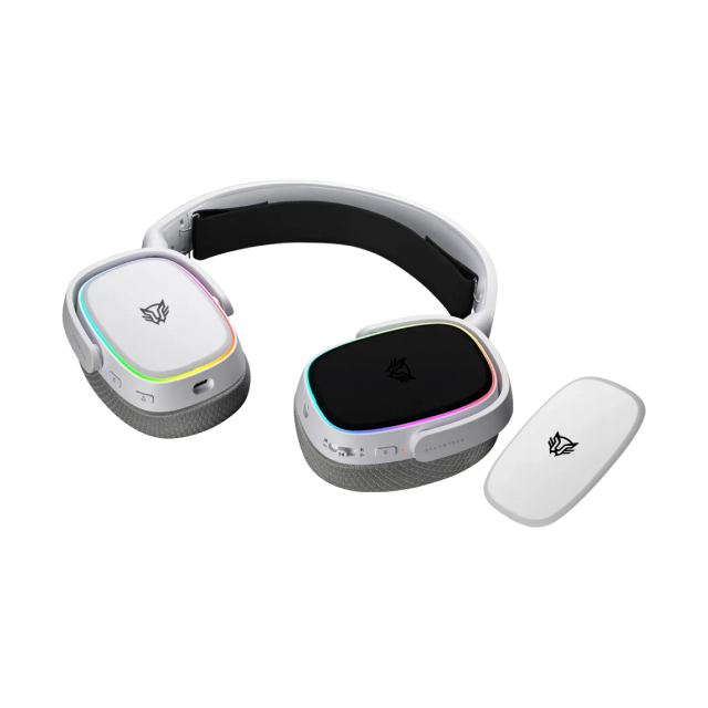 Diadema Gamer Inalámbrica Balam Rush Aeon HS999 | Micrófono Desmontable | Hasta 26 Horas de Batería | 2.4 GHz / Bluetooth / 3.5 mm | PC / Mac / Xbox / PS4 / PS5 / Nintendo Switch / Android | RGB | Blanco | BR-936941