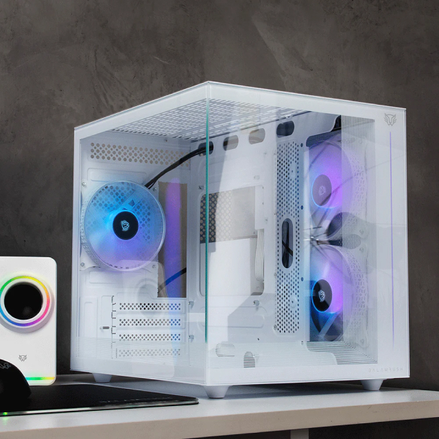 Gabinete Balam Rush Tank Pro Evo GM955 | Mini Tower | Micro-ATX / ITX | 3 Ventiladores | Cristal Templado | Blanco | BR-937337