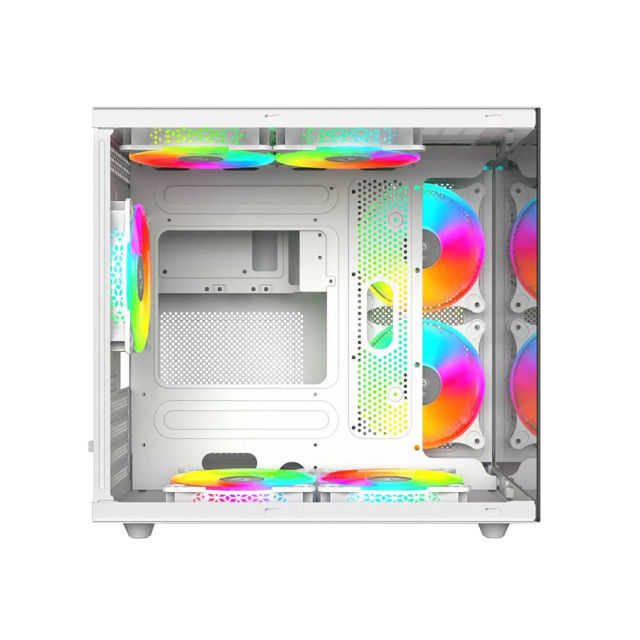 Gabinete Balam Rush Tank Pro Evo GM955 | Mini Tower | Micro-ATX / ITX | 3 Ventiladores | Cristal Templado | Blanco | BR-937337