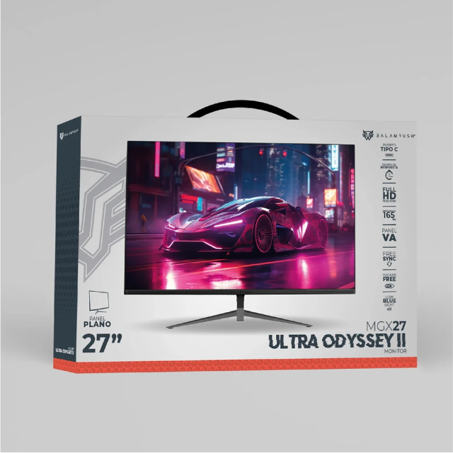 Monitor Gamer Plano Balam Rush Ultra Odyssey II MGX27 | 27" | 1920 x 1080 (FHD) | VA | 180 Hz | 1 ms | FreeSync / G-Sync | HDMI 1.4 / DisplayPort 1.2 / USB-C / Jack 3.5mm | Negro | BR-938297