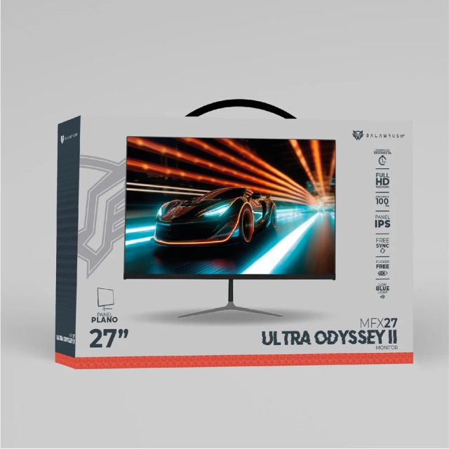 Monitor Gamer Plano Balam Rush Ultra Odyssey II MFX27 | 27" | 1920 x 1080 (FHD) | IPS | 100 Hz | 1 ms | FreeSync / Adaptive-Sync | HDMI 1.4 / DisplayPort 1.2 / Jack 3.5mm | Negro | BR-938310