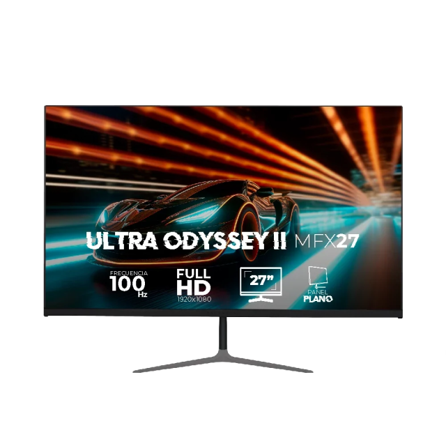 Monitor Gamer Plano Balam Rush Ultra Odyssey II MFX27 | 27" | 1920 x 1080 (FHD) | IPS | 100 Hz | 1 ms | FreeSync / Adaptive-Sync | HDMI 1.4 / DisplayPort 1.2 / Jack 3.5mm | Negro | BR-938310