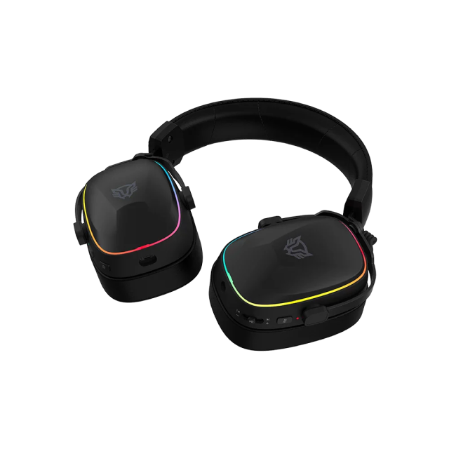 Diadema Gamer Inalámbrica Balam Rush Aeon Expert HS1100 | Micrófono Desmontable | Diseño Over Ear | Hasta 30 Horas de Batería | 2.4 GHz / Bluetooth 5.3 / 3.5 mm | PC / Móvil / Consolas | RGB | Negro | BR-938501