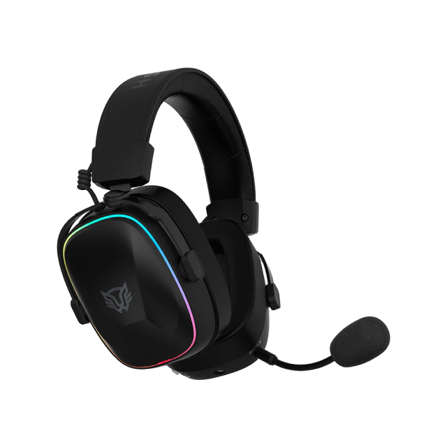 Diadema Gamer Inalámbrica Balam Rush Aeon Expert HS1100 | Micrófono Desmontable | Diseño Over Ear | Hasta 30 Horas de Batería | 2.4 GHz / Bluetooth 5.3 / 3.5 mm | PC / Móvil / Consolas | RGB | Negro | BR-938501
