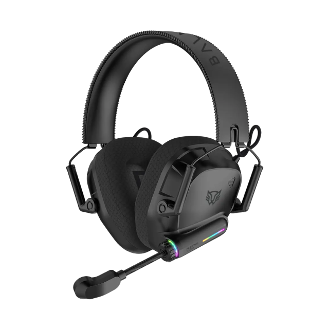 Diadema Gamer Inalámbrica Balam Rush Pilot Pro HS808 | Micrófono Fijo | Diseño Over Ear | Hasta 60 Horas de Batería | 2.4 GHz / Bluetooth 5.3 | PC / Móvil / Consolas | RGB | Negro | BR-938587