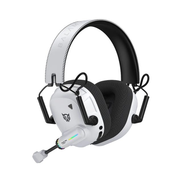 Diadema Gamer Inalámbrica Balam Rush Pilot Pro HS808 | Micrófono Fijo | Diseño Over Ear | Hasta 60 Horas de Batería | 2.4 GHz / Bluetooth 5.3 | PC / Móvil / Consolas | RGB | Blanco | BR-938594